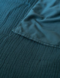 Quilted Washed Cotton Sateen Bed Runner & Eiderdown - Mineral Blue