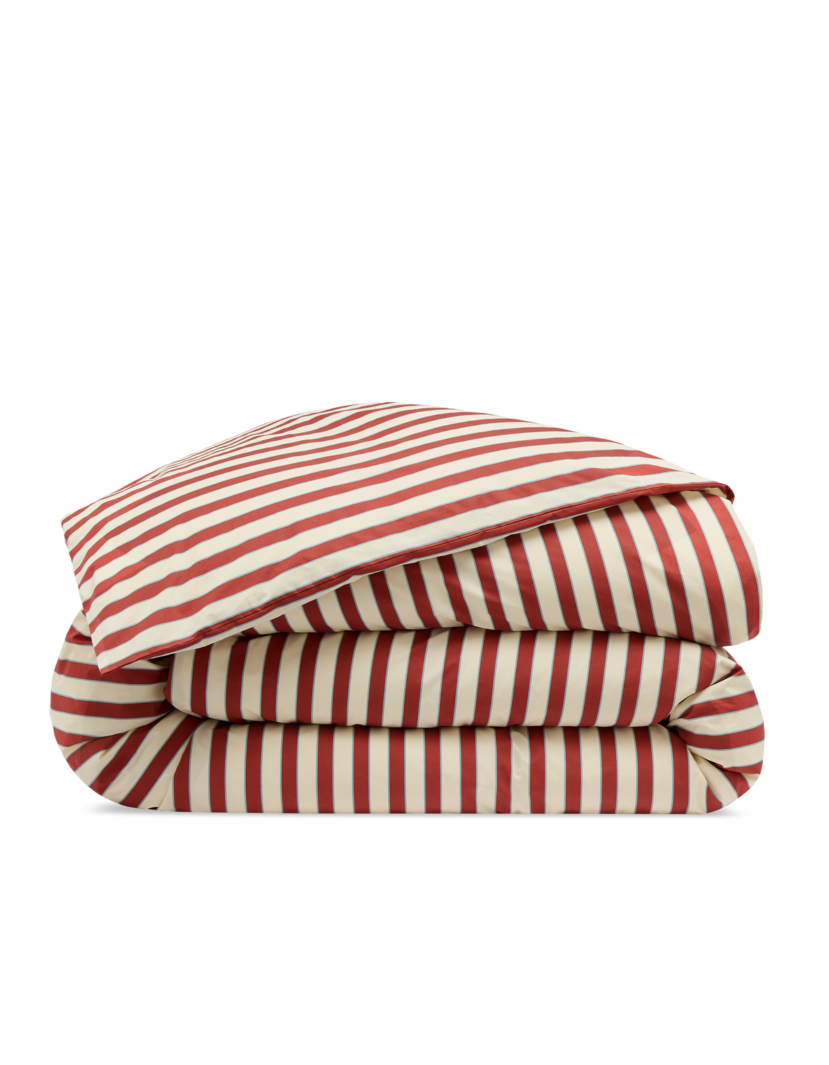 Cotton Percale 120 Threads/cm² Duvet Cover - Rayure Club Rouge