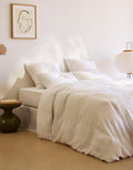 Complete French Washed Linen 4-Piece Bedding Set - Pure White