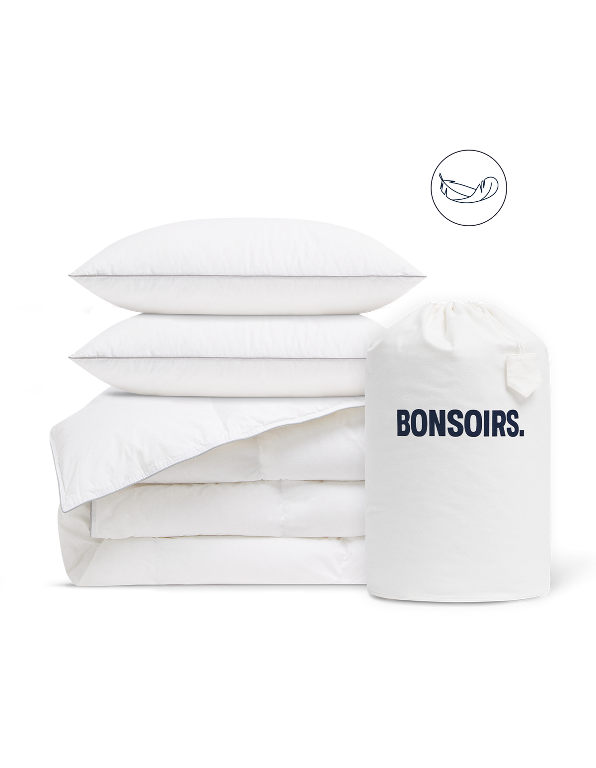 Complete Natural French Duck Down Duvet & 2 Pillows Hotel Pack