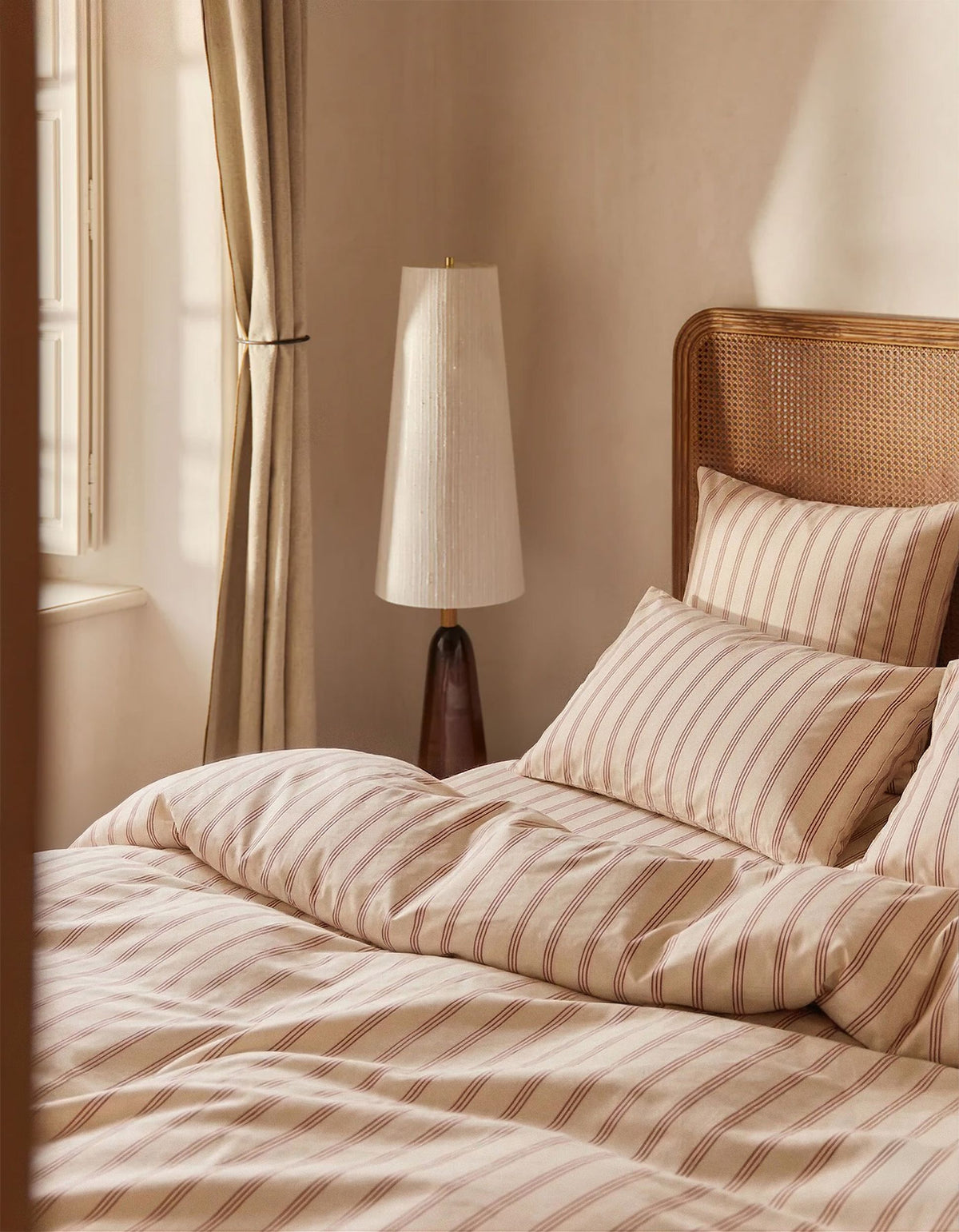 Washed Cotton Percale 120 Threads/cm² Bedding Set - Trio Caramel