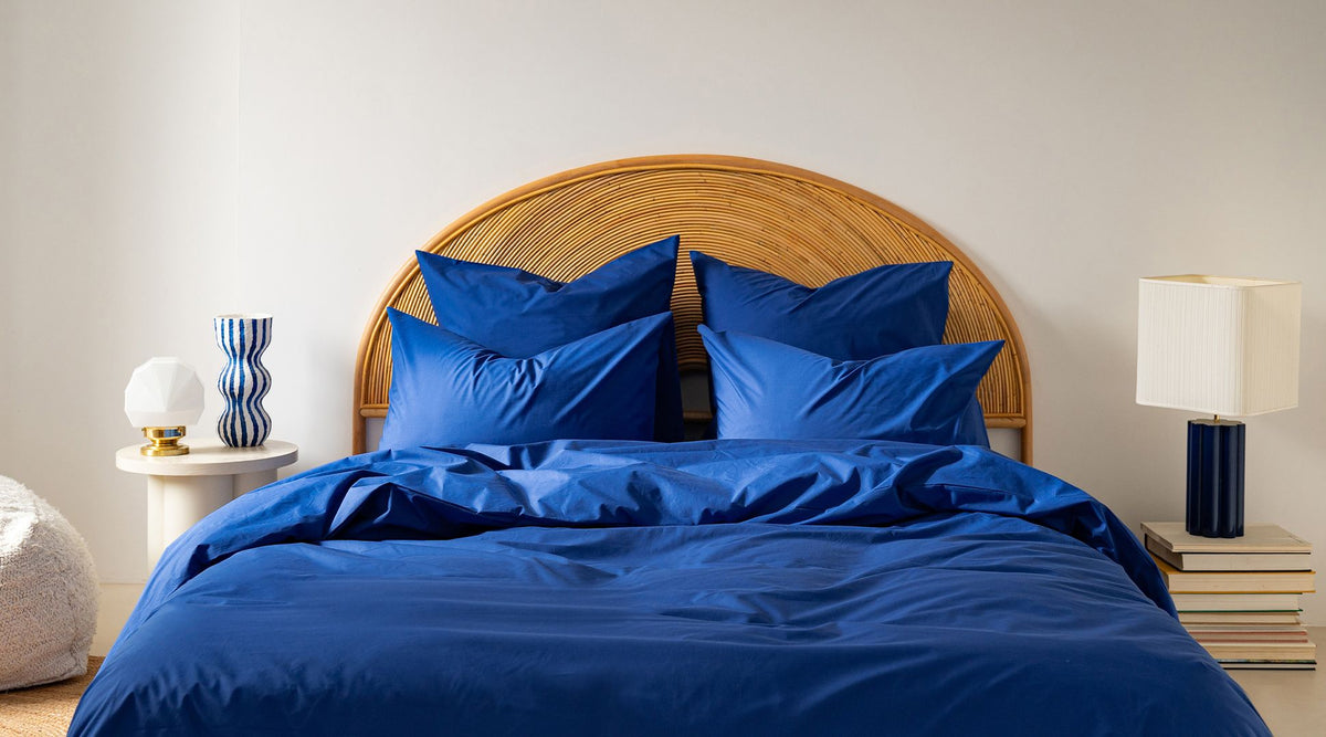 500TC Washed Cotton Sateen Duvet Cover - Electric Blue